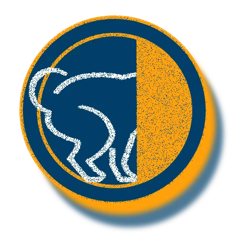 regal blue & orange colored fox pest control icon in cairo