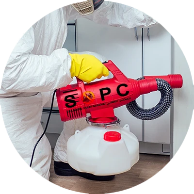 technician with device similar to fumigation machine used by ant exterminators in cairo