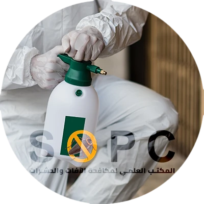 Technician Wearing Protective Suit and Mask Spraying Disinfectant